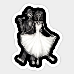 Sugar skull couple wedding sing a song celebration day of the dead. Sticker